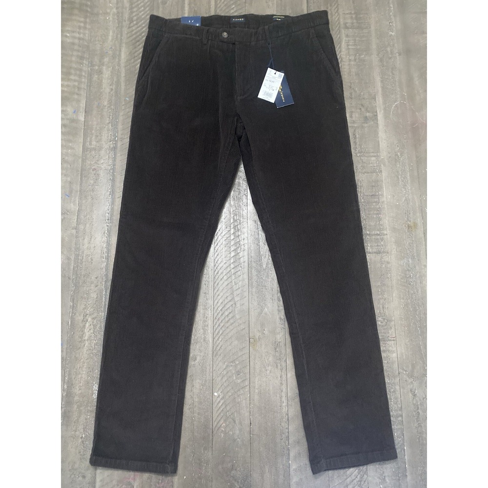 NWT $92.95 Piombo Slim Fit Dark Brown Corduroy Pants Mens IT 54 US 38